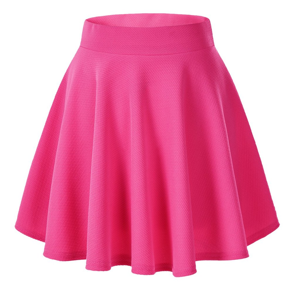 EXCHIC Women's Stretchy Waist Pleated Mini Skater Skirt Casual Flared Outfit Skirts for Women (Rose, XX-Large)