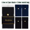Besforu 4 PCS Watch Travel Case for Men and Women Portable Velvet Watch Pouch Watch Storage Bag and Organizer (2BLACK+2BLUE) view 2