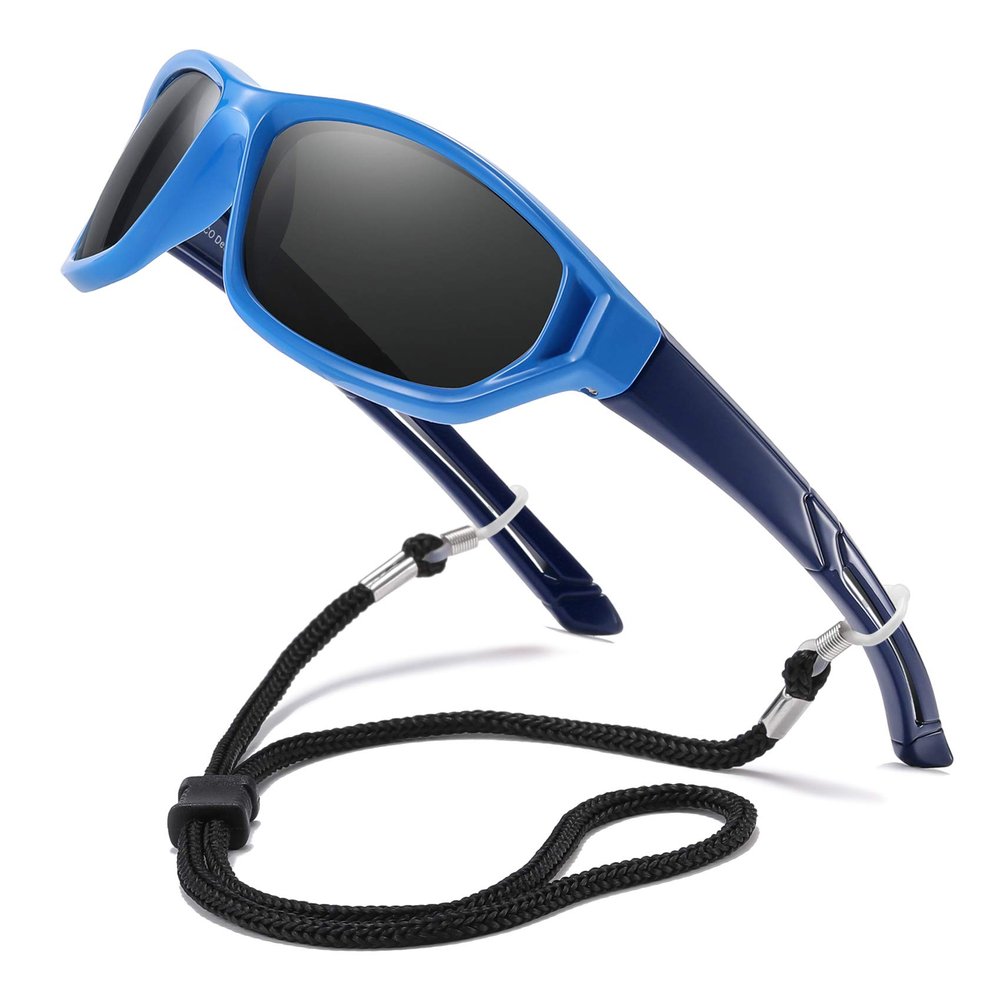 DUCO Polarized Kids Sunglasses with Strap for Boys Girls Youth Sports Baseball Sunglasses 100% UV Protection K029