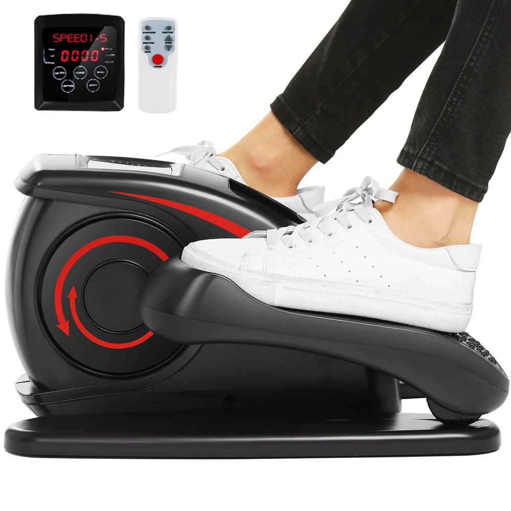 ANCHEER Under Desk Elliptical, Electric Ellipse Leg Exerciser While Sitting for Seniors Adults, Quiet Portable Motorized Seated Foot Pedal Exerciser with Remote Control for Home Office Use