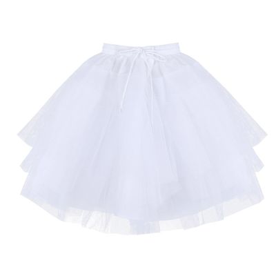 JEEYJOO Kids Girls 3 Layers Wedding Bridesmaid Underskirt Petticoat Drawstring Crinoline Slip White One_Size