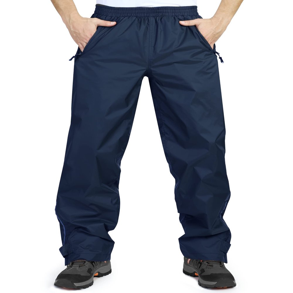 33,000ft Men's Navy Rain Pants, Waterproof & Windproof, Hiking & Outdoor, 36W x 30L