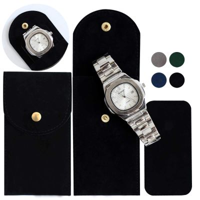 Besforu 4PCS Watch Travel Case for Men and Women Portable Velvet Watch Pouch Watch Storage Bag and Organizer (4-BLACK)