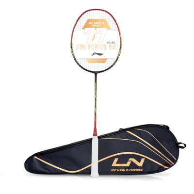 Li-Ning Air Force 80 Lite Carbon Fibre Strung Badminton Racket with Full Racket Cover (Blue/Black) | For Intermediate Players | 80 grams | Maximum String Tension - 30lbs