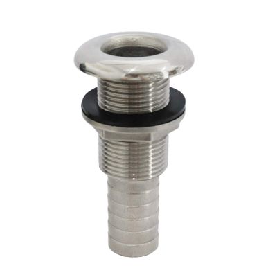 Marine Grade Stainless Steel Barbed Standard Length Straight 1" ID Thru-Hull With Nut&Custom Gasket For Boat