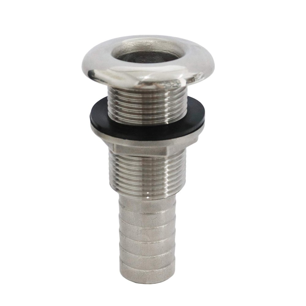 Marine Grade Stainless Steel Barbed Standard Length Straight 1" ID Thru-Hull With Nut&Custom Gasket For Boat