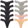 ANNYISON Women's Thongs, T Back Low Waist See Through Panties Cotton Seamless Lace Thongs for Women (Multicoloured L - 10 pack, Medium) view 1