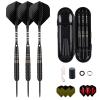 Steel Tip Darts Set for Dartboard, Professional Darts with Metal Tip 23 Grams, Brass Barrel + Black Aluminium Nylon Shafts 9 Flights 50 Rubber O-Rings 12 Spring Rings 1 Dart Sharpener Tool view 1