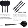 Steel Tip Darts Set for Dartboard, Professional Darts with Metal Tip 23 Grams, Brass Barrel + Black Aluminium Nylon Shafts 9 Flights 50 Rubber O-Rings 12 Spring Rings 1 Dart Sharpener Tool view 4
