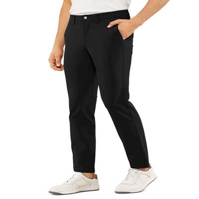 CRZ YOGA Men's Stretch Golf Pants - 33'' Slim Fit Stretch Waterproof Outdoor Thick Golf Work Pant with Pockets Black 31W x 33L
