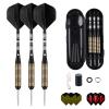 Steel Tip Darts Set for Dartboard, Professional Darts with Metal Tip 27 Grams, Brass Barrel + Black Aluminium Nylon Shafts 9 Flights 50 Rubber O-Rings 12 Spring Rings 1 Dart Sharpener Tool view 1