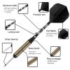 Steel Tip Darts Set for Dartboard, Professional Darts with Metal Tip 27 Grams, Brass Barrel + Black Aluminium Nylon Shafts 9 Flights 50 Rubber O-Rings 12 Spring Rings 1 Dart Sharpener Tool view 2