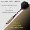 Steel Tip Darts Set for Dartboard, Professional Darts with Metal Tip 27 Grams, Brass Barrel + Black Aluminium Nylon Shafts 9 Flights 50 Rubber O-Rings 12 Spring Rings 1 Dart Sharpener Tool view 3