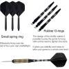 Steel Tip Darts Set for Dartboard, Professional Darts with Metal Tip 27 Grams, Brass Barrel + Black Aluminium Nylon Shafts 9 Flights 50 Rubber O-Rings 12 Spring Rings 1 Dart Sharpener Tool view 4