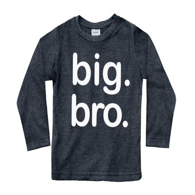 Big bro Shirt boy Big Brother Announcement Shirt for Baby Boys Toddler Promoted to (Charcoal Black - Long Sleeve, 3 Years)