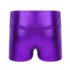 JEEYJOO Girls Shiny Metallic High Waist Modern Jazz Ballet Dance Short High Waist Workout Athletic Booty Shorts Purple 6 view 2