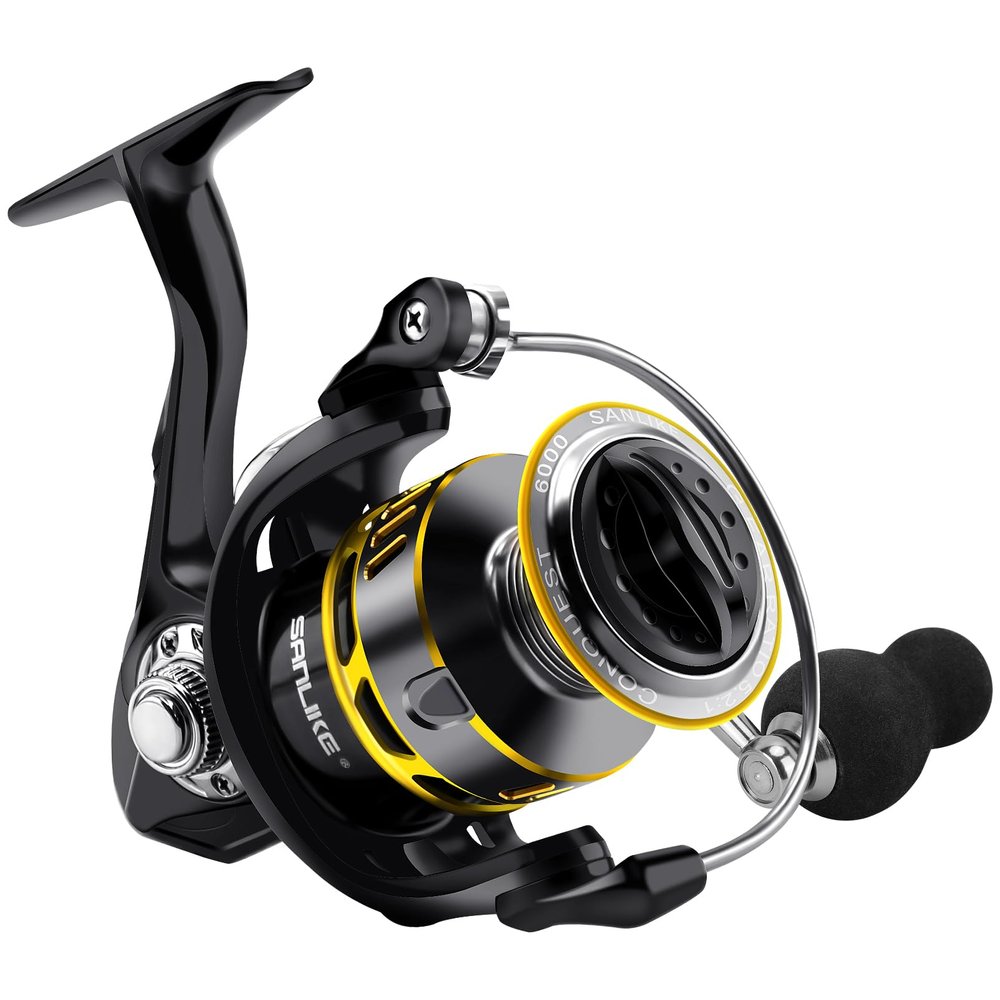 SAN LIKE Spinning Reel Fishing Reel - Smooth Performance Carbon Fiber 40.5 Lbs Max Drag Saltwater & Freshwater 7+1 Stainless BB Ball Bearing 5.2:1 Gear Ratio for Saltwater or Freshwater Size 3000-6000