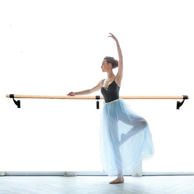 Pro-Gymnastics Ballet Barre 24 FT Long Single Bar Black 1.5 Diameter - Fixed Height Wall Mount Ballet Barre System Traditional Wood, Home or Studio Ballet Bar, Dance, Stretch Bar, Dancing/Stretching