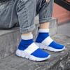 Santiro Kids Fuzzy High Top Shoes Knit Boys Slip On Sneakers Lightweight Sock Sneakers Fashion Running Shoes Blue White 4.5 M US view 4