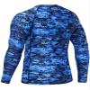 ADOREISM Men's Long Sleeve Rash Guard Surf Swim Shirt Splice UPF 50+ Compression for MMA BJJ Jiu Jitsu Fishing Hiking (Pixel Blue,3XL) view 3