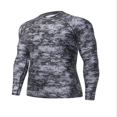 ADOREISM Men's Long Sleeve Rash Guard Surf Swim Shirt Splice UPF 50+ Compression for MMA BJJ Jiu Jitsu Fishing Hiking (Pixel Dark,2XL)