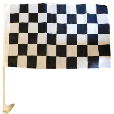 12 Pack Black & White Checkered Racing 12x18 12"x18" Polyester Car Vehicle Flag