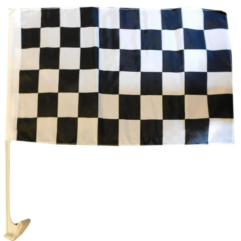 12 Pack Black & White Checkered Racing 12x18 12"x18" Polyester Car Vehicle Flag