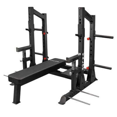 Valor Fitness Competition Bench Press Rack- Safety Spotter Bars - Heavy Duty - 7 J-Hooks & 4 Band Pegs -Power Lifting Max Weight 1000 lbs Certified IPF Standard