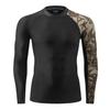 ADOREISM Men's Long Sleeve Rash Guard Surf Swim Shirt Splice UPF 50+ Compression for MMA BJJ Jiu Jitsu Fishing Hiking (Sea Forest,S) view 2