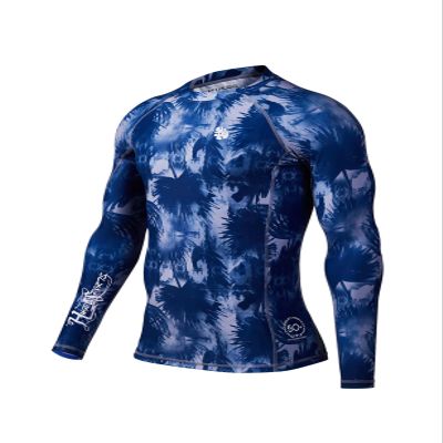 ADOREISM Men's Long Sleeve Rash Guard Surf Swim Shirt Splice UPF 50+ Compression for MMA BJJ Jiu Jitsu Fishing Hiking (Banana Leaf,S)