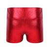 JEEYJOO Girls Shiny Metallic High Waist Modern Jazz Ballet Dance Short High Waist Workout Athletic Booty Shorts Red 12 view 2