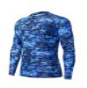 ADOREISM Men's Long Sleeve Rash Guard Surf Swim Shirt Splice UPF 50+ Compression for MMA BJJ Jiu Jitsu Fishing Hiking (Pixel Blue,2XL) view 1