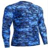 ADOREISM Men's Long Sleeve Rash Guard Surf Swim Shirt Splice UPF 50+ Compression for MMA BJJ Jiu Jitsu Fishing Hiking (Pixel Blue,2XL) view 4