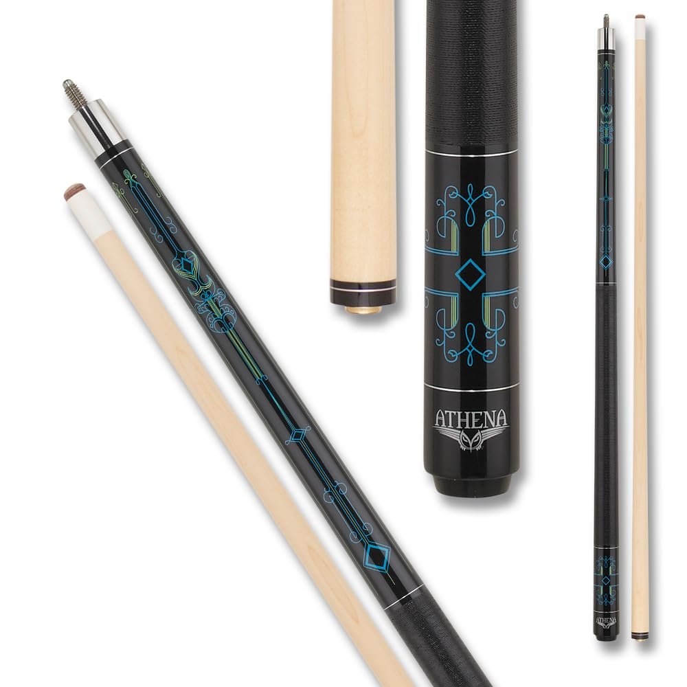 Athena ATH51 Lime Green and Blue Pin Stripe Pool Cue - 18oz