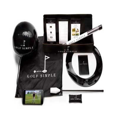 Golf Simple Swing Trainer - Golf Training Equipment Tools and Golf Coaching Videos - Alignment Sticks, Connection Bag, Short Game Target, Simple Chipper, Stability Ball, User Guide, Portable Sportpack