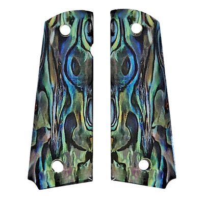 Compatible Replacement for Full Size 1911 Grips fits Springfield Colt Rock Island Gov Custom UV Printed HD Image of Puau Abalone