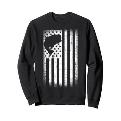 Bass Fishing USA American Flag Largemouth Bass Fishing Sweatshirt