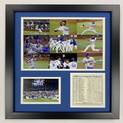 Los Angeles Dodgers | 2020 World Series Champions | Framed Photo Collage Wall Art Decor - 12" x 15" | (Mosaic)