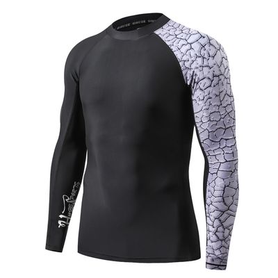 ADOREISM Men's Long Sleeve Rash Guard Surf Swim Shirt Splice UPF 50+ Compression for MMA BJJ Jiu Jitsu Fishing Hiking (Chapped,2XL)