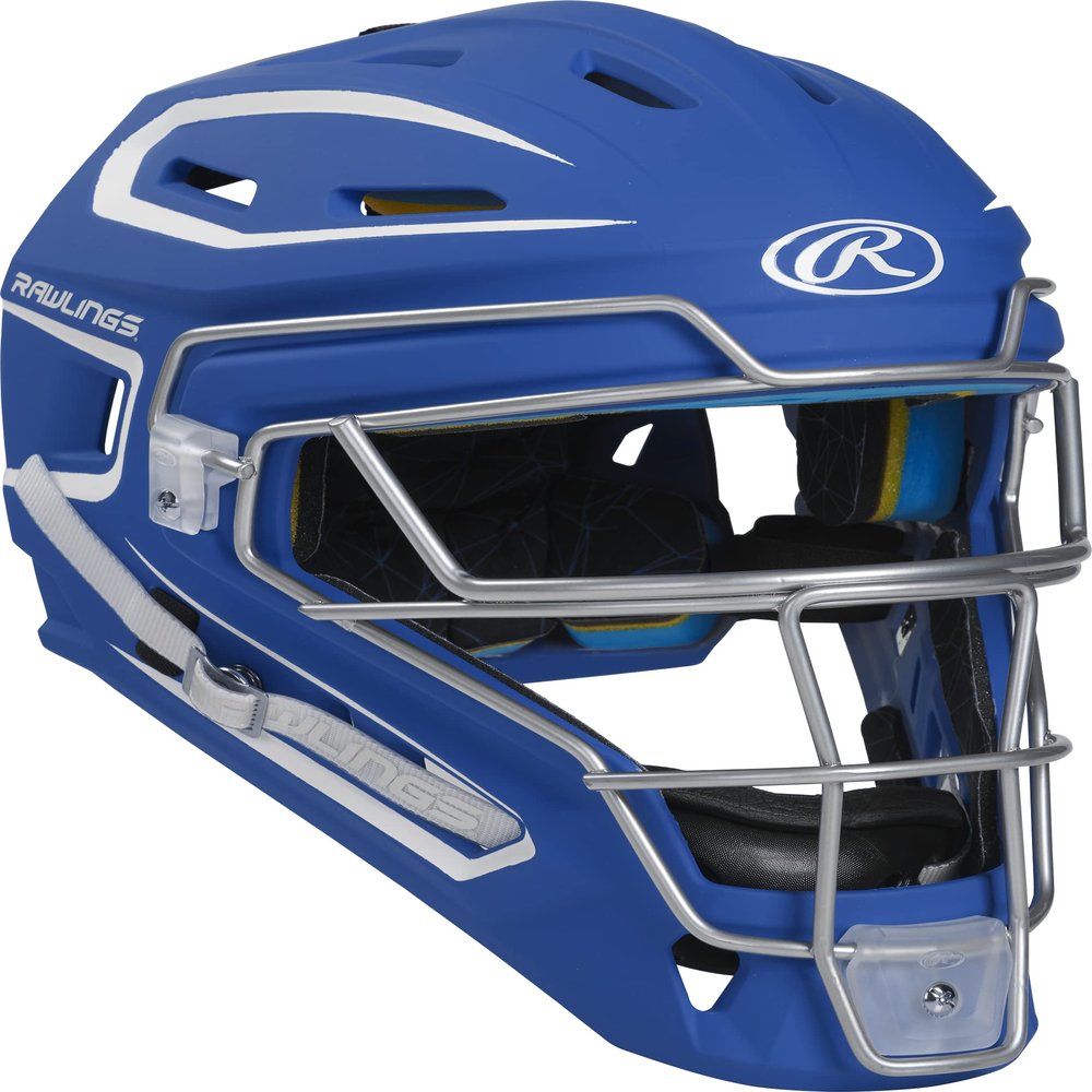 Rawlings | MACH Catcher's Helmet | Baseball | Senior (7 1/8" - 7 3/4") | Royal/White
