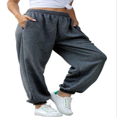 chouyatou Women's Sports High Waisted Loose Baggy Fleece Gym Jogger Sweatpants with Pocket (XX-Large, Dark Grey)