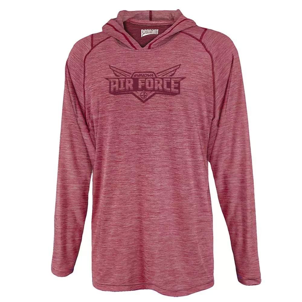 Innova Discs Air Force Hooded Performance Long Sleeve Disc Golf Jersey Shirt - Heather Burgundy - XXL