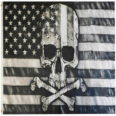 American Skull & Bones Black & Grey 3x5 3'x5' Woven Poly Nylon 68D Flag Banner