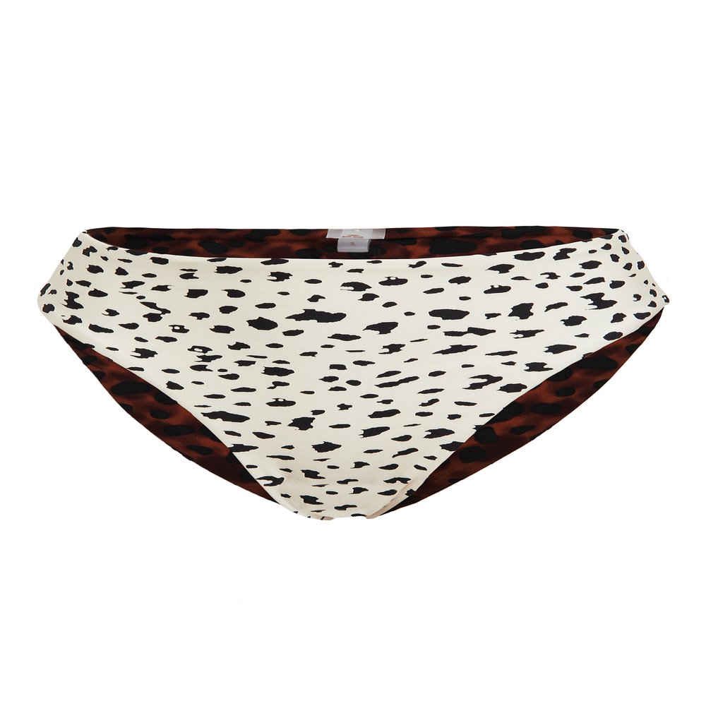 PQ Swim Women's Reversible Hillary High Waist Full Bikini Bottoms, Wild Heart, Print, Small