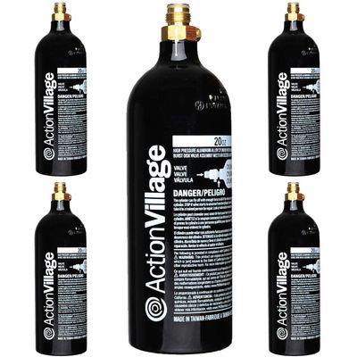 Action Village 20oz CO2 Paintball Tank - Black Aluminum (5 20oz CO2 Tanks)