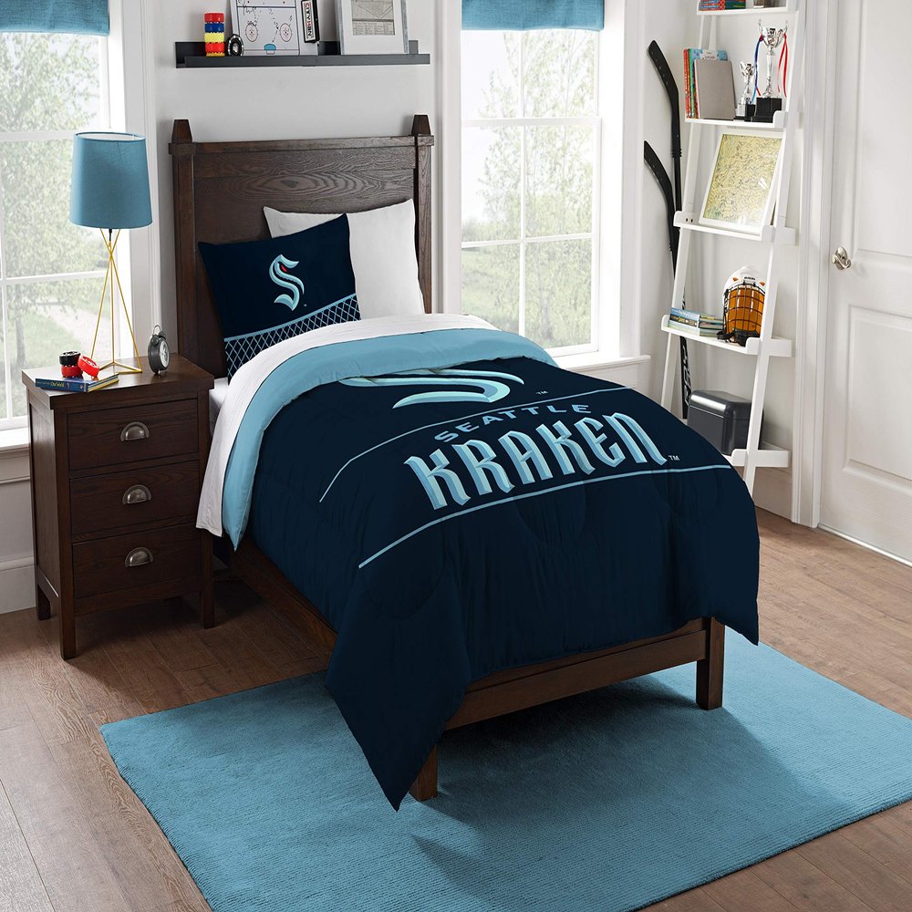 Northwest NHL Seattle Kraken Unisex-Adult Comforter and Sham Set, Twin, Draft