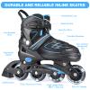 KAQINU Adjustable Inline Skates, Outdoor Inline Skates Roller with Full Illuminating Wheels for Women, Kids, Girls and Boys (Blue, S) view 3