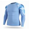 HUGE SPORTS Men's Rash Guard Long Sleeves UPF 50+ UV Sun Protection Quick Drying Splice Compression Swim Shirts Ocean view 1