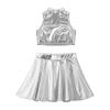 Aislor Children Girls Ballet Dance Jazz Hip Hop Outfits Metallic Sleeveless Tank Tops and Flared Pleated Skort Skirt Silver 12 view 4