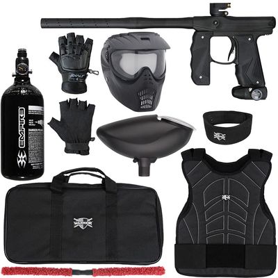 Action Village Empire Mini GS TP Level 1 Protector Paintball Gun Package Kit (Dust Black/Dust Black, Glove Size: Small/Medium)